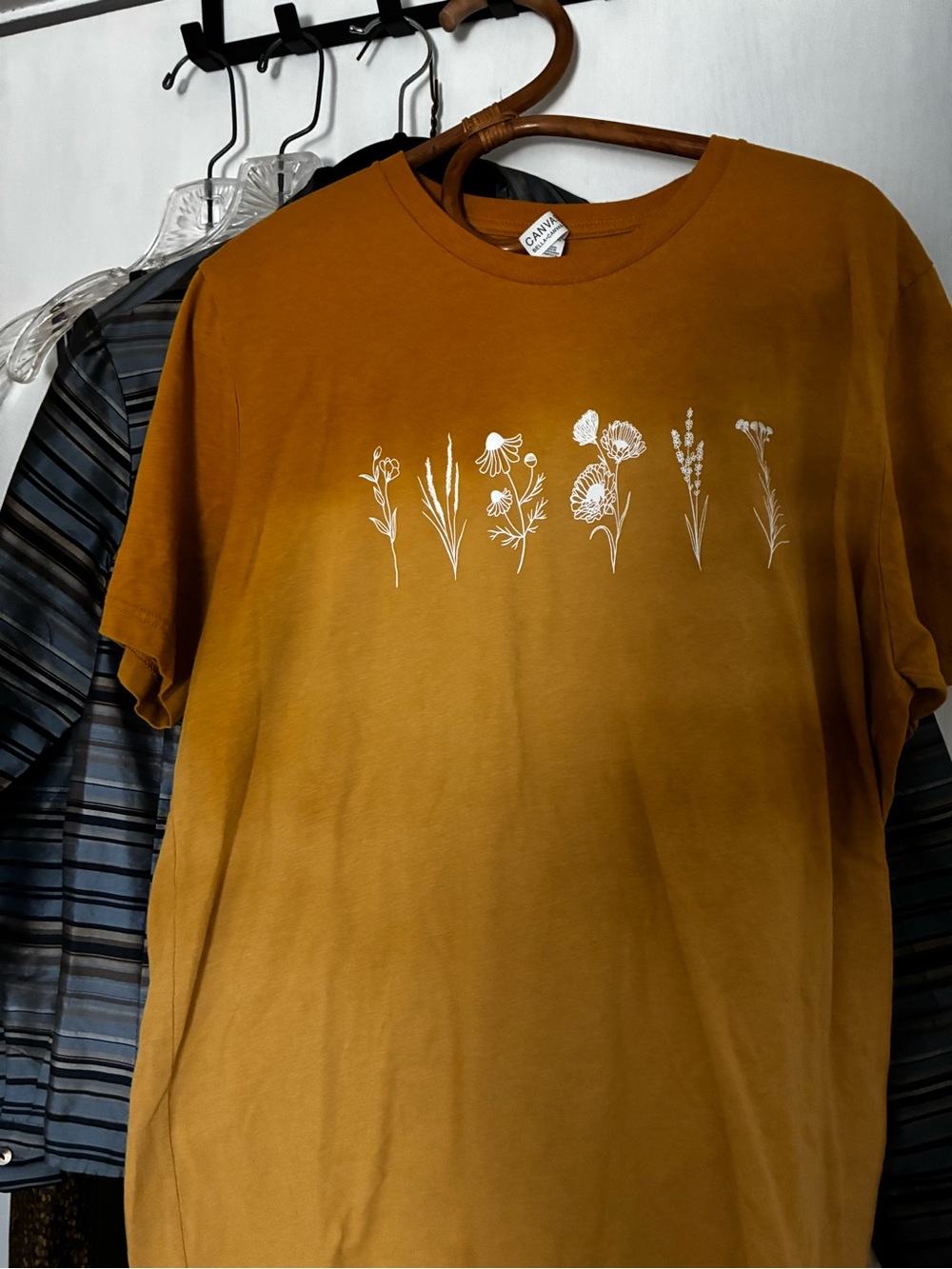 Bella Canvas Mustard Yellow Floral Short Sleeve Tee